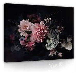 Картина на холсте Wallarena Blumen Dark Wohnzimmer, 100x75x2 см, черный