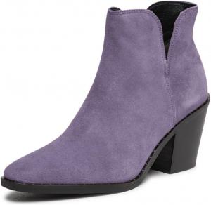 Женские ботильоны FOWT с круглым носком и заклепками, на щиколотку, с V-образным вырезом, массивным средним каблуком, без застежки, повседневные модные туфли, размеры US 4-16, Purple