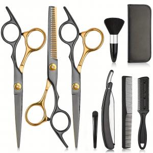 Набор профессиональных парикмахерских ножниц из 12 предметов, инструменты из нержавеющей стали, включая филировочные ножницы Eruule, серый