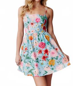 Платье с бантом на спине в голубом цветочном принте Peach Love