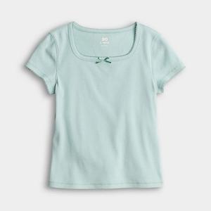 Детская футболка с коротким рукавом и квадратным вырезом, размеры 6-20, Regular и Plus So, Sage