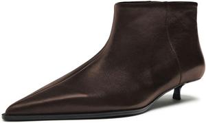 Женские базовые ботильоны Miss Left с невысоким каблуком, закрытым заостренным носком, на пуговице, короткие, удобные, для вечеринок и повседневной носки, размеры 4-16 US, Brown