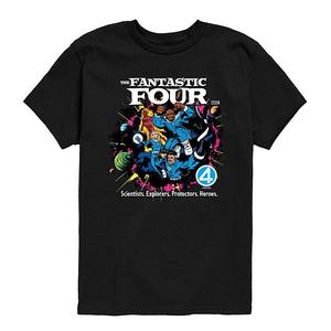 Футболка с принтом Fantastic Four: First Steps Scientists Explorers для мальчиков 8-20 Marvel, Black