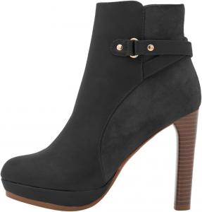 Женские ботильоны FOWT с круглым носком на высокой платформе, короткие ботинки на толстом каблуке с ремешком на щиколотке и боковой молнией, праздничные и танцевальные туфли, размер 4-16 US, Black