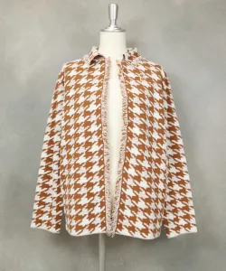 Куртка с бахромой в клетку «гусиная лапка» Studio Picone, цвет Brown(310)