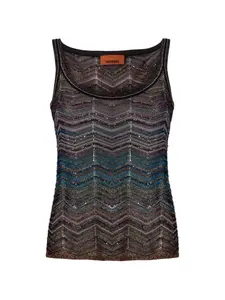 Топ с пайетками и зигзагообразным узором Missoni, зеленый