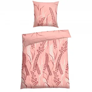 Постельное белье Schiesser «Annic» из мягкого хлопка с элегантным ботаническим узором (2 шт.), MADE IN GREEN, сертифицировано OEKO-TEX, розовый