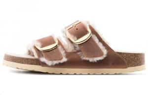 Сандалии Arizona Big Buckle Shearling Oiled Leather Narrow Fit 'Cognac' Women's Birkenstock, Brandy Brown