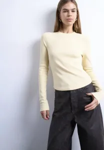 Футболка с длинными рукавами и закругленным низом bea Topshop, Pale Banana