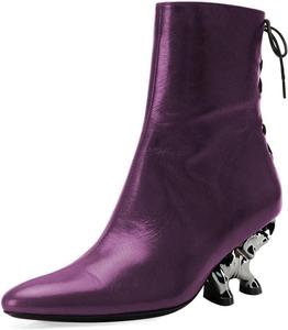 Женские ботильоны FSJ Chic с элегантным каблуком в виде слона, 2,6 дюйма, закрытый носок, боковая молния, шнуровка на спине, короткие ботильоны, удобные для ходьбы, платье, размеры US 4-16, Purple