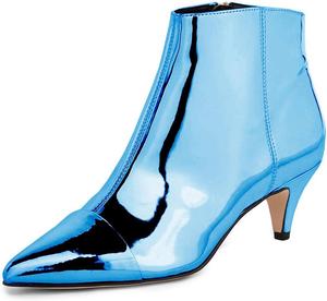 Женские модные ботильоны Miss Left с металлическим блеском, невысокий каблук типа «kitten», закрытый острый носок, боковая молния, стильные осенние ботинки, размеры 4-16 US, Blue
