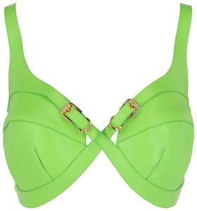 Кожаный топ Givenchy с перекрестными лямками, ярко-зеленый