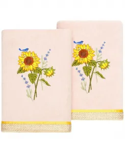 Набор из двух полотенец для рук из турецкого хлопка «Жирасол» с декоративной отделкой Linum Home, Blush