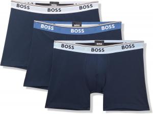 BOSS мужские трусы-боксеры с ярким разноцветным логотипом, комплект из 3 шт., Blue Marine/Blue Marine/Blue Marine