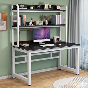 Компьютерный стол Xinmeikai с полками, 100x60x170 см, белая рама + карбон