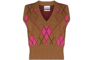 GANNI Женская майка-алкоголичка Brown