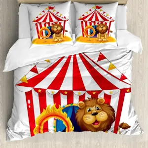 Пододеяльник ABAKUHAUS Circus, шатер Fire Hoop, с защитой от клещей, подходит для аллергиков, с наволочками, 200 см x 200 см - 80 x 80 см, разноцветный