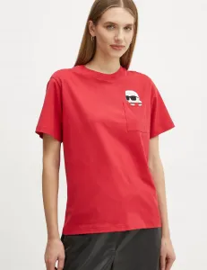 Хлопковая футболка Karl Lagerfeld, красный