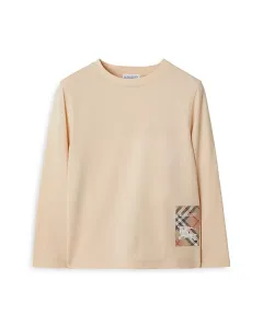 Хлопковая футболка в клетку для мальчиков - для малышей и для взрослых. Burberry, бежевый