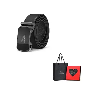 JAGUAR Мужской кожаный ремень с автоматической пряжкой зеркальное покрытие черный, Black