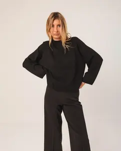 Женский джемпер с длинным рукавом и воротником Перкинс Indi & Cold, черный