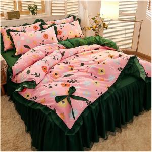 YUSIWOAL Комплект постельного белья из мягкого хлопка с лиственным цветочным принтом Color 4