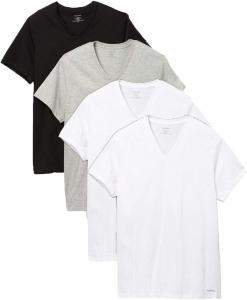 Мужская хлопковая футболка Calvin Klein Classic Fit с коротким рукавом и V-образным вырезом, упаковка 4 шт., White