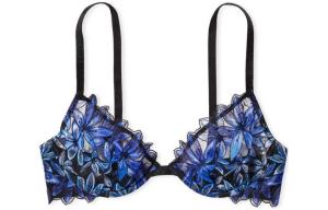 VICTORIA'S SECRET Бюстгальтер Женский Черно-синий Цветочный