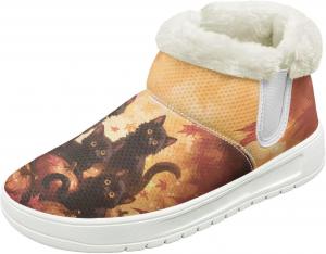 Женские зимние ботинки на снег, водонепроницаемые, короткие, легкие, теплые с плюшевой отделкой, зимние ботинки с противоскользящей подошвой, модные, размеры 36-48 Quxjehoe, Thanksgiving Cat