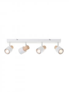 Brilliant Светодиодная балка-прожектор Pini - 4 лампы, белый/дерево, цоколь GU10, с регулировкой яркости, поворотная