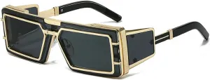 Винтажные квадратные солнцезащитные очки для мужчин и женщин, роскошные очки-маска в спортивном стиле панк, солнцезащитные очки UV400 5514 Melrose, Gold Black C1