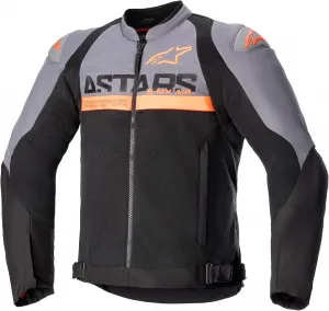 Текстильная мотоциклетная куртка Alpinestars SMX Air Perforated, черно-серо-оранжевая, размер S, Grey/Black/Orange