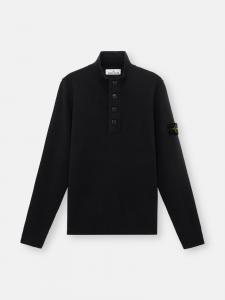 Свитер с полумолнией и фетровой отделкой Stone Island 5100040 LAMBSWOOL, черный