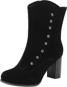 Винтажные ботильоны DINTAHA в викторианском стиле из искусственной замши с высоким массивным каблуком, Black