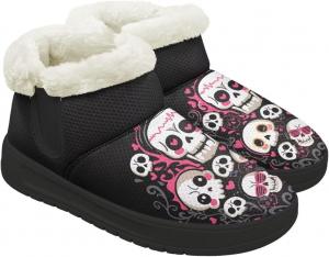 Quxjehoe Зимние женские ботинки на снег Удобные теплые ботинки с плюшевой подкладкой, короткие ботильоны на каждый день, черная подошва, размеры 6-13,5