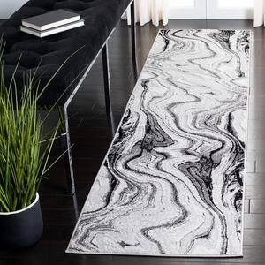 Ковер-дорожка SAFAVIEH, 61 x 244 см, Amelia Collection, Grey & Gold, современный абстрактный дизайн, не линяет и прост в уходе, идеален для помещений с высокой проходимостью в гостиной, спальне (ALA211G)