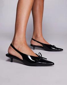 Туфли-лодочки Public Desire Meadow с открытой пяткой на низком каблуке черного цвета