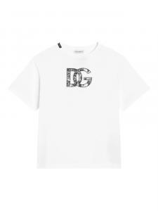 Dolce & Gabbana Kids футболка из джерси с логотипом DG, белый