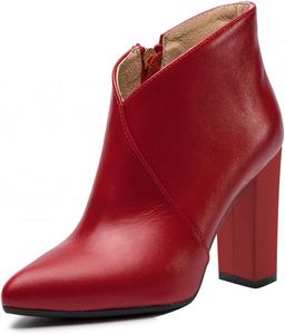 Женские ботильоны FOWT, форма V, заостренный носок, на щиколотку, с устойчивым высоким каблуком, короткие ботинки, модная боковая молния, повседневные, для вечеринок, ночных клубов, выпускных, размеры 4-16 US, Red