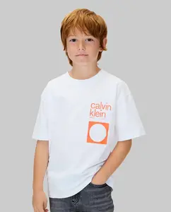 Детская футболка с рисунком на спине Calvin Klein, белый