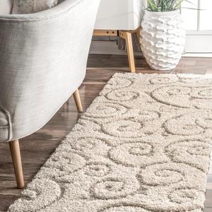 nuLOOM, 77 x 183 см, Maisha Contemporary Shag Runner Rug, Cream