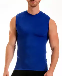 Мужская футболка-поло без рукавов с высоким воротом Activewear Hi-Neck Sleeveless Crewneck Instaslim, синий