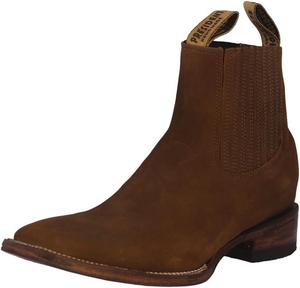 Cowboy Professional Женские коричневые ковбойские ботильоны Chelsea на низком каблуке #510 из кожи с квадратным носком