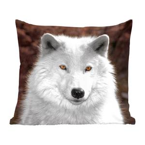 MuchoWow Декоративная подушка Диванная подушка Декоративная подушка для гостиной 60 x 60 см Волк - Белый - Портрет - Наволочка - Хлопчатобумажная ткань - Декоративные наволочки