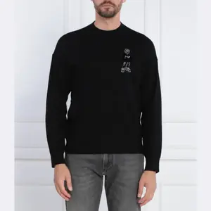 Пуловер из шерстяного свитшота Emporio Armani, черный