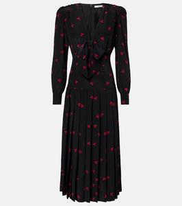 Шёлковое миди-платье с принтом в виде бантов Alessandra Rich, Black-Red