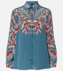 Шёлковая рубашка с узором пейсли Etro, Stampa F.Do Blu