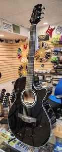 Takamine GF30CE BLK Серия G30 FXC Концертная акустическая/электрогитара с вырезом, глянцевый черный