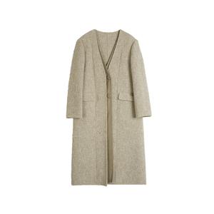 Пальто женское без воротника утепленное прямое ELLE, хаки зеленый