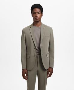 Мужской пиджак из эластичной ткани, приталенного кроя MANGO, Green